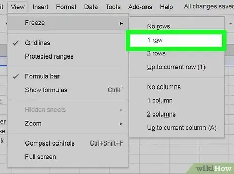 Image titled Make a Header on Google Sheets on PC or Mac Step 8