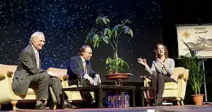 Richard Dawkins, Lawrence Krauss and Julia Galef in 2015