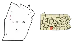 Location of New Paris in Bedford County, Pennsylvania.