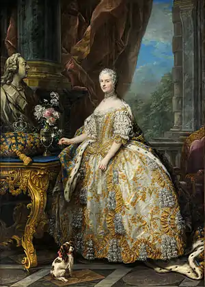Image 13Marie LeszczyńskaPainting credit: Charles-André van LooMarie Leszczyńska (23 June 1703 – 24 June 1768) was a Polish noblewoman and French queen consort. The daughter of King Stanisław I Leszczyński of Poland and Catherine Opalińska, she married King Louis XV of France in 1725 and became queen consort of France, serving in that role for 42 years until her death, the longest of any French queen. Marie was popular due to her generosity and piety. She was the grandmother of future French kings Louis XVI, Louis XVIII and Charles X.This picture is an oil-on-canvas portrait of Marie by French painter Charles-André van Loo, commissioned by Louis XV in 1747. She is depicted wearing the Sancy diamond, part of the French Crown Jewels. The painting now hangs in the Palace of Versailles.More selected pictures
