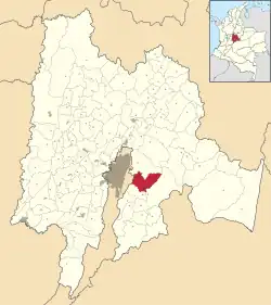 Location of the municipality and town inside Cundinamarca Department of Colombia