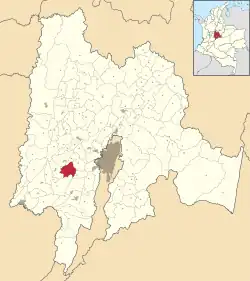 Location of the municipality and town inside Cundinamarca Department of Colombia