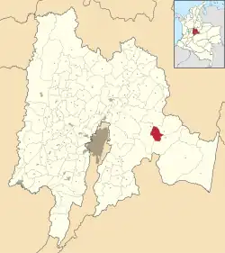 Location of the municipality and town of Gama in the Cundinamarca Department of Colombia