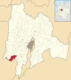 Location of the municipality and town inside Cundinamarca Department of Colombia