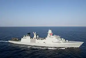 HDMS Niels Juel underway in Red Sea on 15 April 2019.