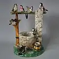 'Birds and Well', 13.6 ins., coloured glazes majolique, c.1880.
