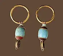 Earrings, Majiayuan cemetery in Gansu, the Warring states Period, Gansu Provincial Institute of Cultural Relics and Archaeology.