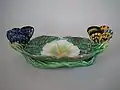 Trinket dish, coloured glazes, c. 1874, spectacularly Naturalistic in style.