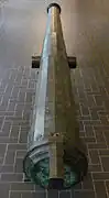 Grand culverin of the Knights Hospitallers, 1500-1510, Rhodes. French work, caliber: 165 mm, length: 540 cm, weight: 3,343 kg, ammunition: 15 kg iron ball. Arms of Grand Master Emery d'Amboise. Given by Abdülaziz to Napoleon III in 1862.