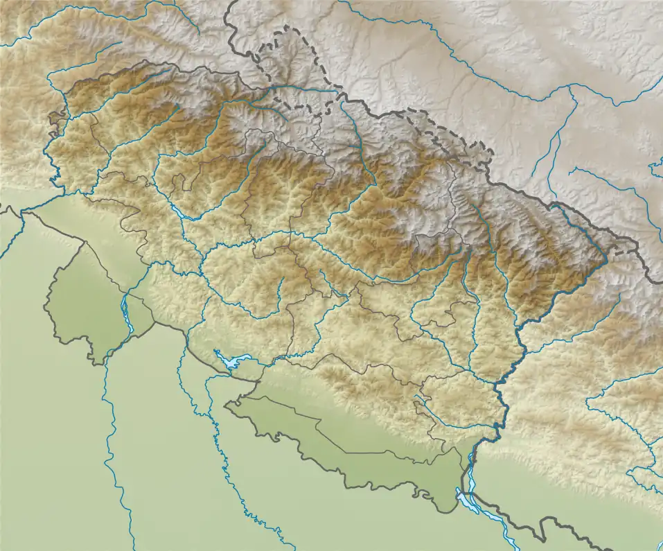 Map showing the location of Gomukh