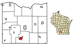 Location of Mineral Point in Iowa County, Wisconsin.