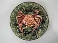 Wall plate, 10.4ins, coloured glazes, Palissy style.