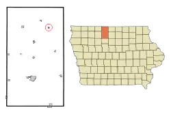 Location of Lakota, Iowa
