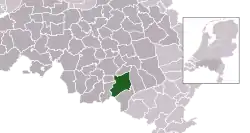 Highlighted position of Heeze-Leende in a municipal map of North Brabant