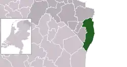 Highlighted position of Westerwolde in a municipal map of Groningen