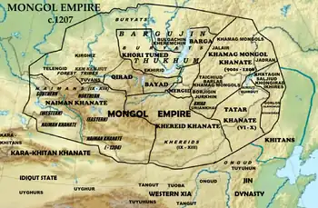 Map of the Mongol tribes c. 1207