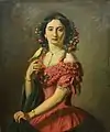 Girl with a canary by Novak Radonić (1865)