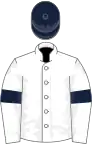 White, Blue armlets and cap