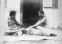 Samoan traditional tattooist (tufuga ta tatau), c 1895