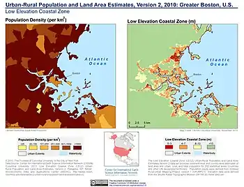 Image 44Population density and elevation above sea level in Greater Boston as of 2010 (from Boston)