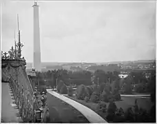 Details of the roofline around 1880. The Washington Memorial is under construction.